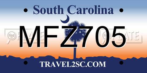 MFZ705 South Carolina License Plate