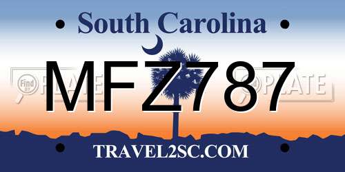 MFZ787 South Carolina License Plate