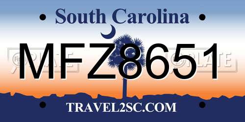 MFZ8651 South Carolina License Plate