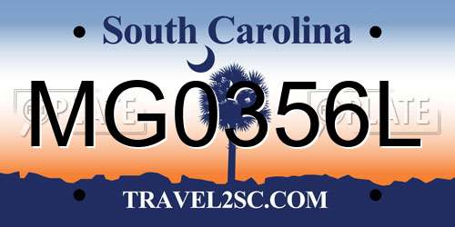 MG0356L South Carolina License Plate