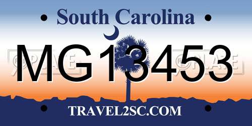 MG13453 South Carolina License Plate
