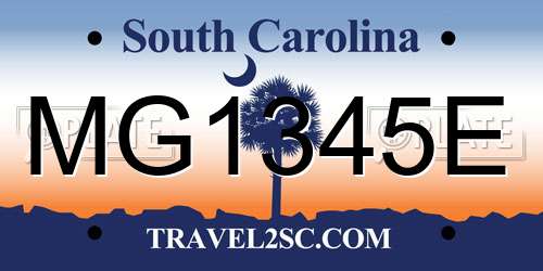 MG1345E South Carolina License Plate