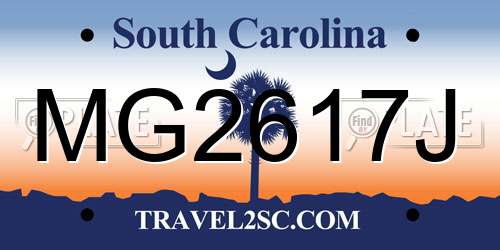 MG2617J South Carolina License Plate