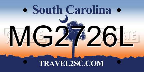 MG2726L South Carolina License Plate