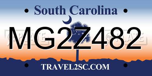 MG2Z482 South Carolina License Plate