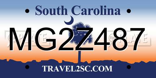 MG2Z487 South Carolina License Plate