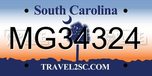 MG34324 South Carolina License Plate
