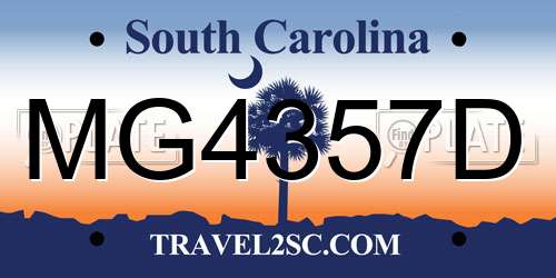 MG4357D South Carolina License Plate