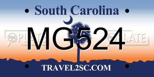 MG524 South Carolina License Plate