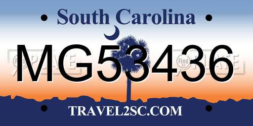 MG53436 South Carolina License Plate