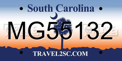 MG55132 South Carolina License Plate