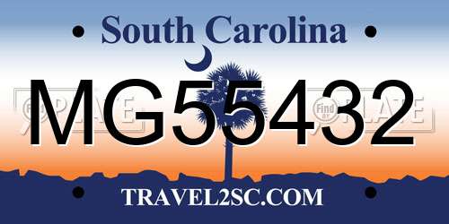 MG55432 South Carolina License Plate