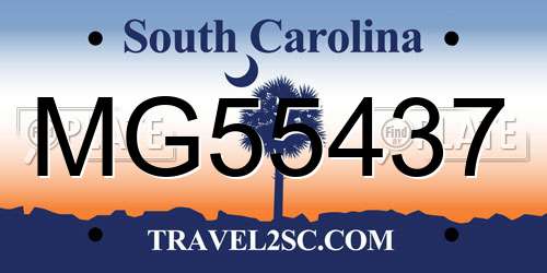 MG55437 South Carolina License Plate