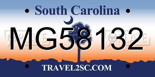 MG58132 South Carolina License Plate