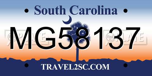 MG58137 South Carolina License Plate