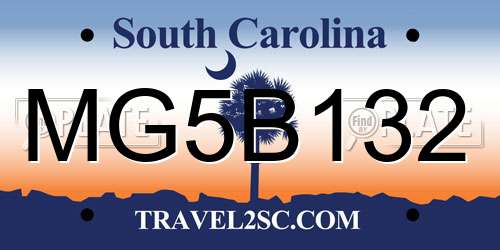 MG5B132 South Carolina License Plate