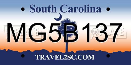 MG5B137 South Carolina License Plate