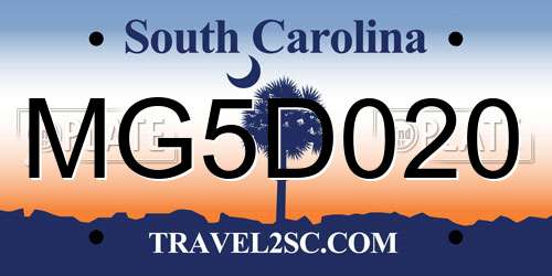 MG5D020 South Carolina License Plate