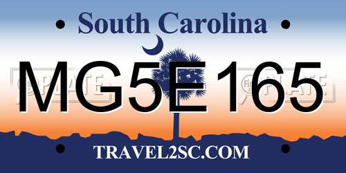MG5E165 South Carolina License Plate