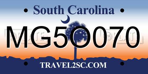 MG5O070 South Carolina License Plate