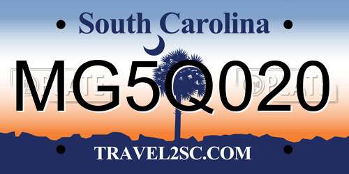 MG5Q020 South Carolina License Plate
