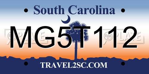 MG5T112 South Carolina License Plate