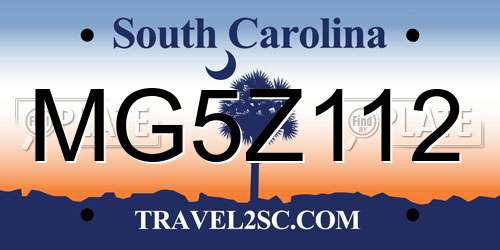 MG5Z112 South Carolina License Plate