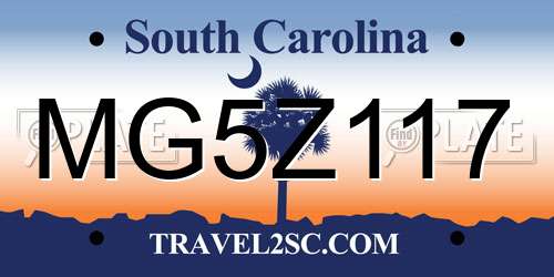 MG5Z117 South Carolina License Plate