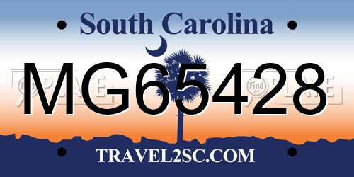 MG65428 South Carolina License Plate