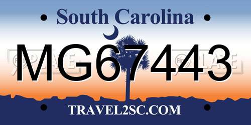 MG67443 South Carolina License Plate