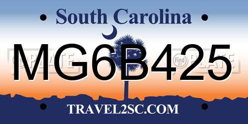 MG6B425 South Carolina License Plate