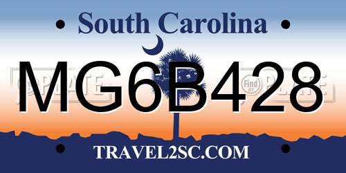 MG6B428 South Carolina License Plate