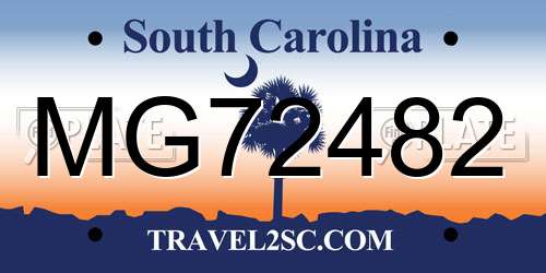MG72482 South Carolina License Plate