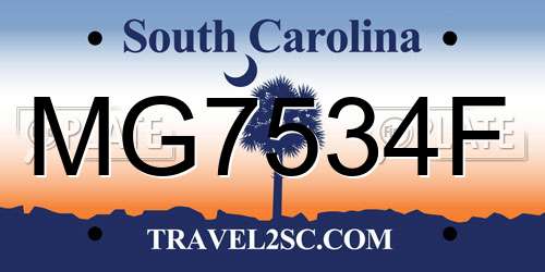 MG7534F South Carolina License Plate