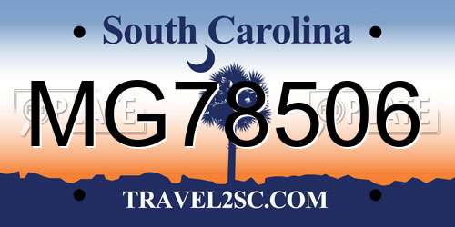MG78506 South Carolina License Plate