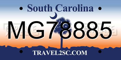 MG78885 South Carolina License Plate