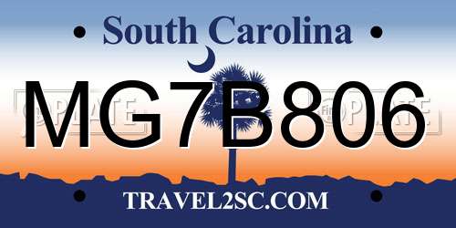 MG7B806 South Carolina License Plate