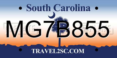MG7B855 South Carolina License Plate