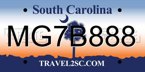 MG7B888 South Carolina License Plate