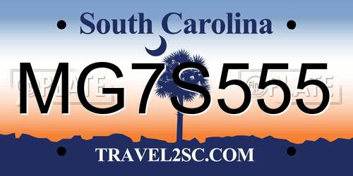 MG7S555 South Carolina License Plate