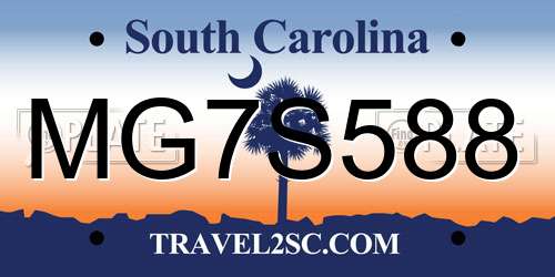 MG7S588 South Carolina License Plate
