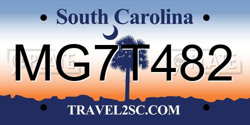 MG7T482 South Carolina License Plate
