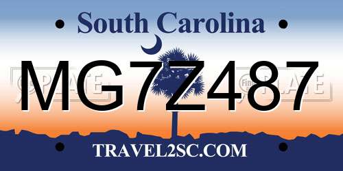 MG7Z487 South Carolina License Plate