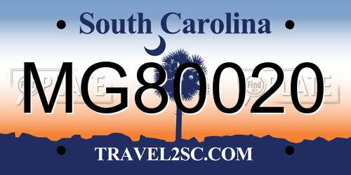 MG80020 South Carolina License Plate