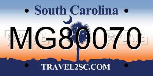 MG80070 South Carolina License Plate