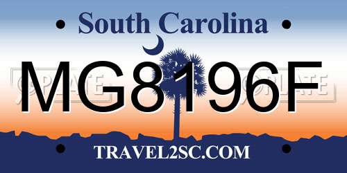 MG8196F South Carolina License Plate