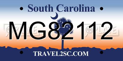 MG82112 South Carolina License Plate