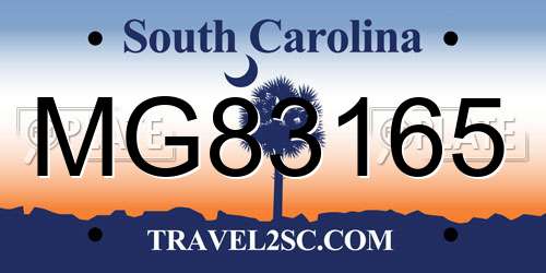 MG83165 South Carolina License Plate