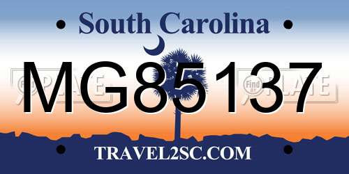 MG85137 South Carolina License Plate