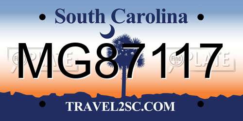 MG87117 South Carolina License Plate